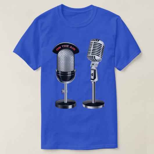 レトロヴィンテージ音楽歌手オールドスクールマイク Tシャツ (デザイン正面)