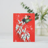 レトロヴィンテージ飛んでいるサンタ シーズンポストカード (スタンド正面)