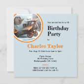 レトロヴィンテージ飛行機主題お誕生日ケーキ 招待状 (裏面)