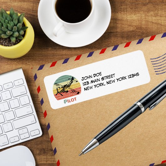 レトロヴィンテージ飛行機&サンセットパーソナライズされた, ラベル