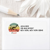 レトロヴィンテージ飛行機&サンセットパーソナライズされた, ラベル (インサイチュ)