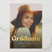 レトロヴィンテージ高校卒業 箔招待状 (正面)