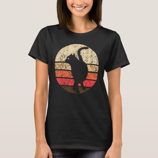 レトロヴィンテージ黒猫 Tシャツ (正面)