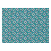 レトロヴィンテージ黒、白、赤の花のパターン テーブルクロス (正面(横))