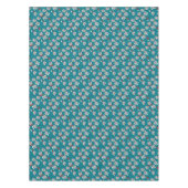 レトロヴィンテージ黒、白、赤の花のパターン テーブルクロス (正面)