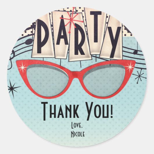 レトロヴィンテージ1950の50党の好意のカスタム ラウンドシール (正面)