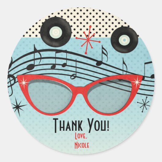 レトロヴィンテージ1950の50党の好意のカスタム ラウンドシール (正面)