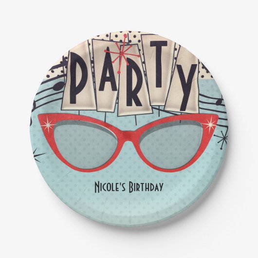 レトロヴィンテージ1950の50歳の誕生日パーティーカスタム ペーパープレート (正面)