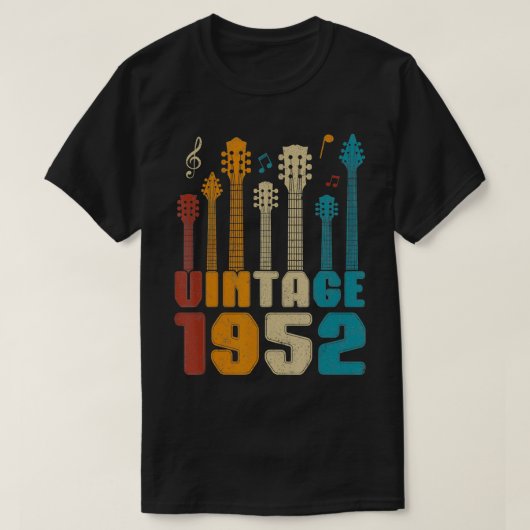 レトロヴィンテージ1952誕生日パーティギタリストギター Tシャツ (デザイン正面)