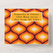 レトロヴィンテージ1960s 1970sパターカラフルン結婚s オールインワン招待状 (裏面)