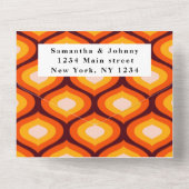 レトロヴィンテージ1960s 1970sパターカラフルン結婚s オールインワン招待状 (裏面)