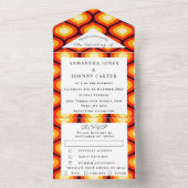 レトロヴィンテージ1960s 1970sパターカラフルン結婚s オールインワン招待状 (内側)