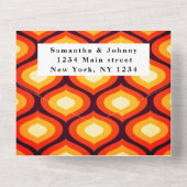 レトロヴィンテージ1960s 1970sパターカラフルン結婚s オールインワン招待状 (裏面)