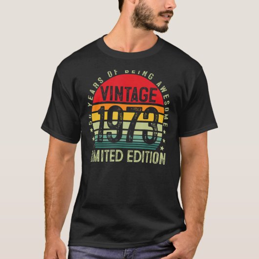 レトロヴィンテージ1973第50誕生日50歳男 Tシャツ (正面)