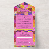 レトロヴィンテージ1980sカラフルパタ結婚ーンのAll I オールインワン招待状 (内側)