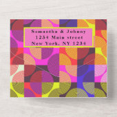 レトロヴィンテージ1980sカラフルパタ結婚ーンのAll I オールインワン招待状 (裏面)