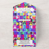 レトロヴィンテージ1980sカラフルパタ結婚ーン オールインワン招待状 (外側)