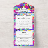 レトロヴィンテージ1980sカラフルパタ結婚ーン オールインワン招待状 (内側)