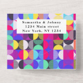 レトロヴィンテージ1980sカラフルパタ結婚ーン オールインワン招待状 (裏面)