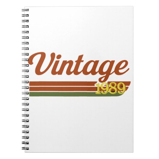 レトロヴィンテージ1989タイポグラフィ ノートブック (正面)