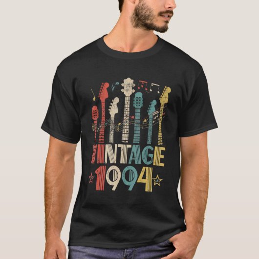 レトロヴィンテージ1994ギター1994誕生日ギタリスト Tシャツ (正面)