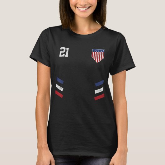 レトロヴィンテージ21アメリカンフットボールUSAサッカーUSA Tシャツ (正面)