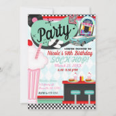 レトロヴィンテージ50のフィフティスディーナーバースデーパーティー 招待状 (正面)