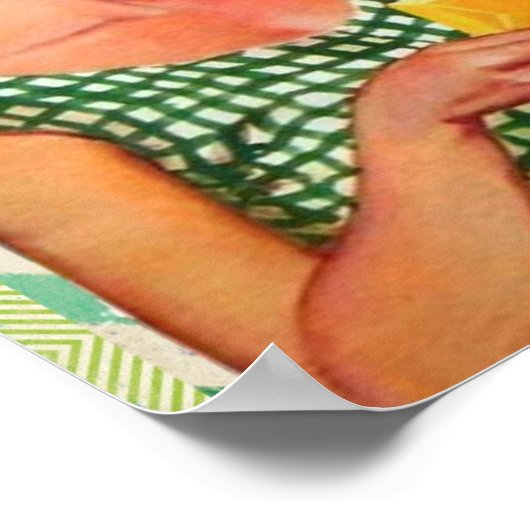 レトロヴィンテージ50の主婦ホールディングフード ポスター (角)