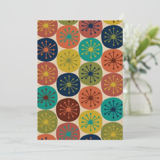 レトロヴィンテージ50年代の中世紀原子時代のドット 招待状 (スタンド正面)