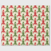 レトロヴィンテージ50年代クリスマス原子時代ロケット ラッピングペーパー (フラット)