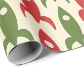 レトロヴィンテージ50年代クリスマス原子時代ロケット ラッピングペーパー (ロールコーナー)