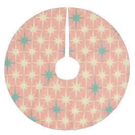 レトロヴィンテージ50年代ミッドセンチュリーアトミックピンクミント ブラッシュドポリエステルツリースカート