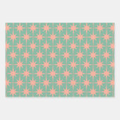 レトロヴィンテージ50s原子星模様ピンクミント ラッピングペーパーシート (正面3)