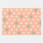 レトロヴィンテージ50s原子星模様ピンクミント ラッピングペーパーシート (正面2)