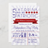 レトロヴィンテージ7月4日パーティの招待状 招待状 (正面/裏面)