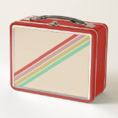 レトロヴィンテージ70のストライプ メタルランチボックス (正面)