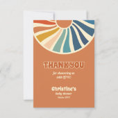 レトロヴィンテージ70のデイジー赤ちゃんシャワーありがとう サンキューカード (正面)