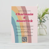 レトロヴィンテージ70のレインボーフォト結婚ズ 招待状 (スタンド正面)