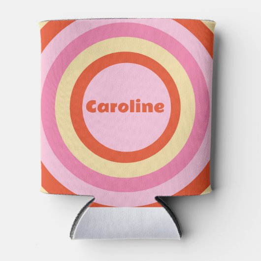 レトロヴィンテージ70年代サークルパターンカスタム 缶クーラー (正面)