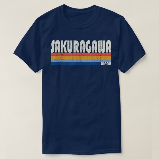 レトロヴィンテージ70年代80年代スタイル桜川 Tシャツ (デザイン正面)