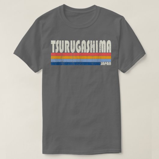 レトロヴィンテージ70年代80年代スタイル鶴ヶ島 Tシャツ (デザイン正面)