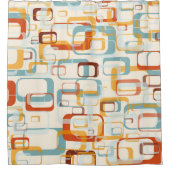 レトロヴィンテージ70sのオレンジ色の色合い シャワーカーテン (正面)