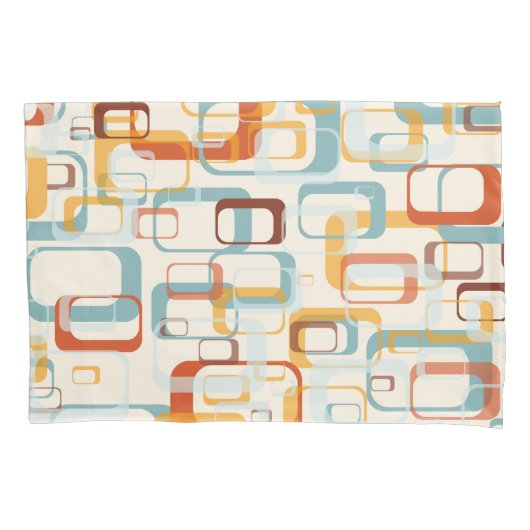 レトロヴィンテージ70sのオレンジ色の色合い 枕カバー (正面)