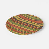 レトロヴィンテージ70sストライプブラウンアボカドオレンジ ペーパープレート (アングル)