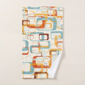 レトロヴィンテージ70sパターン(オレンジブルーシェード) バスタオルセット (ハンドタオル)