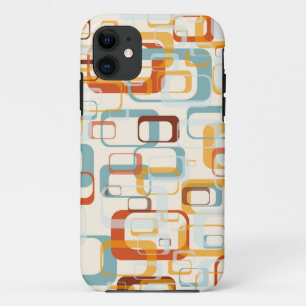 レトロヴィンテージ70sパターン(オレンジブルーシェード) iPhone 11 ケース