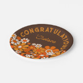 レトロヴィンテージ70sパーソナライズされたフローラおめでとう ペーパープレート (アングル)