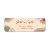 レトロヴィンテージ70sフローラ差出人住所ラベル ラベル (正面)