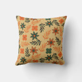 レトロヴィンテージ70sフローラ花葉のパターン クッション (裏面)