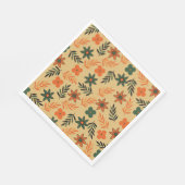 レトロヴィンテージ70sフローラ花葉のパターン スタンダードランチョンナプキン (角)